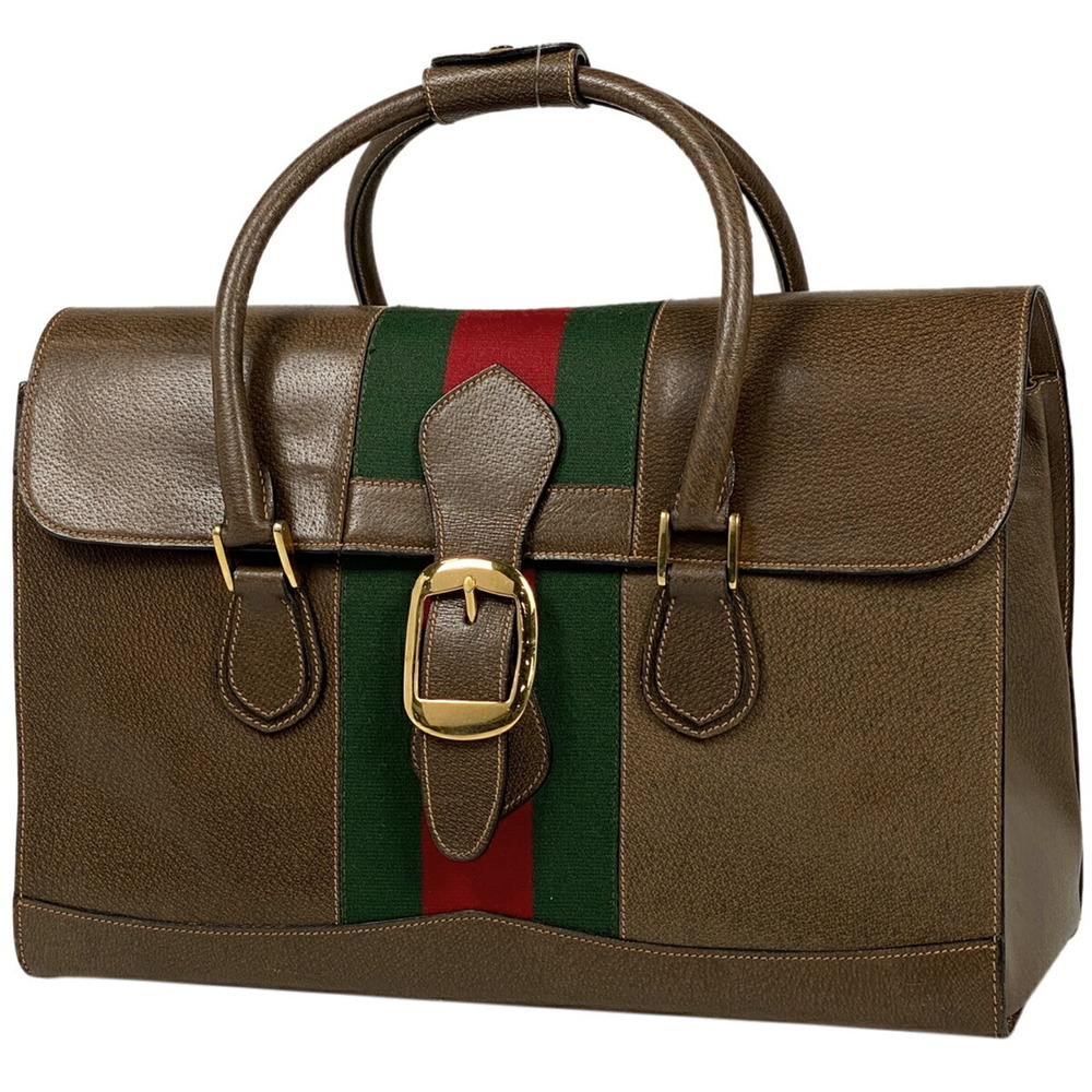 Gucci Leather Green Brown Shelly Red Web Bag Line - Picture 2 of 7